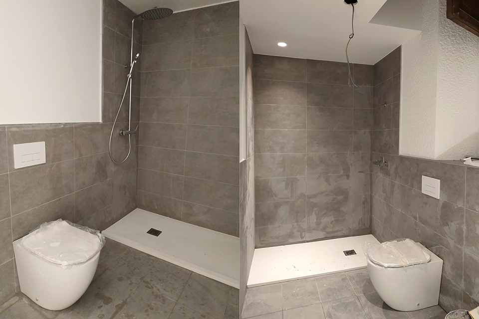 Construcción de baños para las nuevas habitaciones del hotel