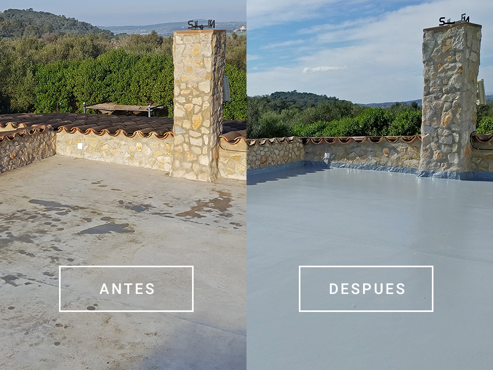 Antes y después de la reforma de terraza en Son Servera, Mallorca